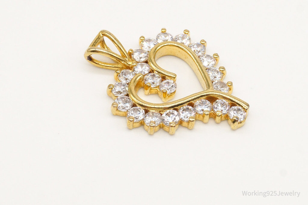 Vintage Cubic Zirconia Gold Vermeil Sterling Silver Heart Pendant | Jewelry > Necklaces > Pendants | Wiccan Center