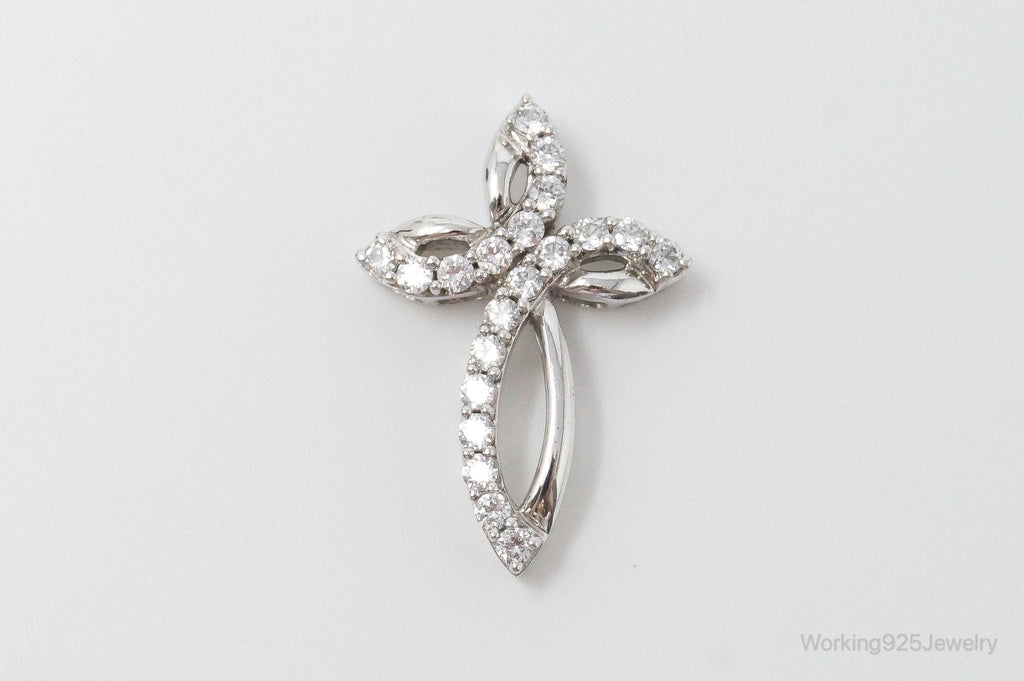 Vintage Cubic Zirconia Cross Sterling Silver Necklace Pendant | Jewelry > Necklaces > Pendants | Wiccan Center