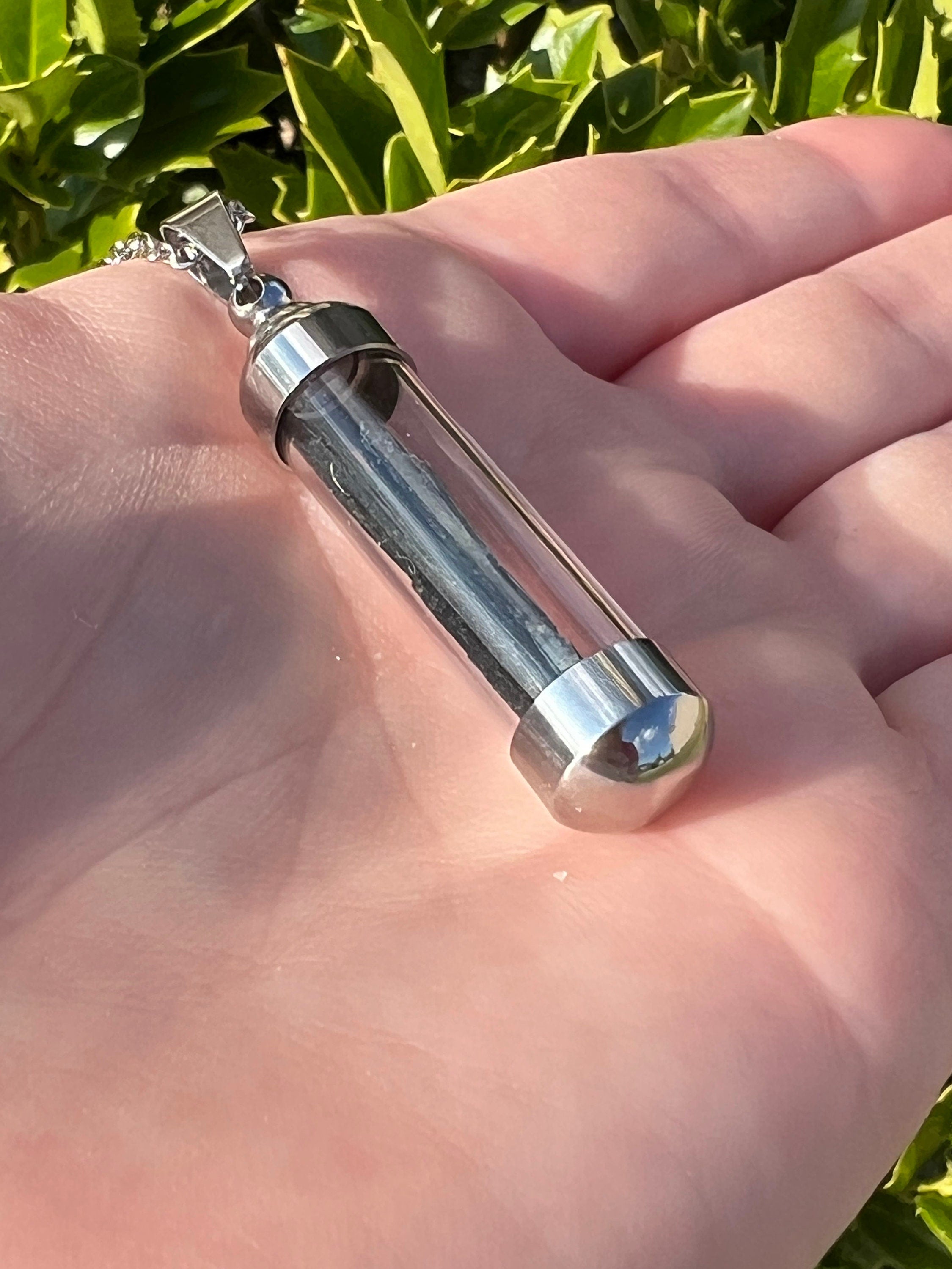 RARE Vivianite Pendant | Gemmy Blue Green Blade Vial Tube Glass Locket Necklace Jewelry | Brazilian Vivianite | Inner Peace Mystic Awakening | | Wiccan Center