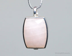 Large Designer ELLE Rose Quartz Ruby Sterling Silver Necklace Pendant | Jewelry > Necklaces > Pendants | Wiccan Center
