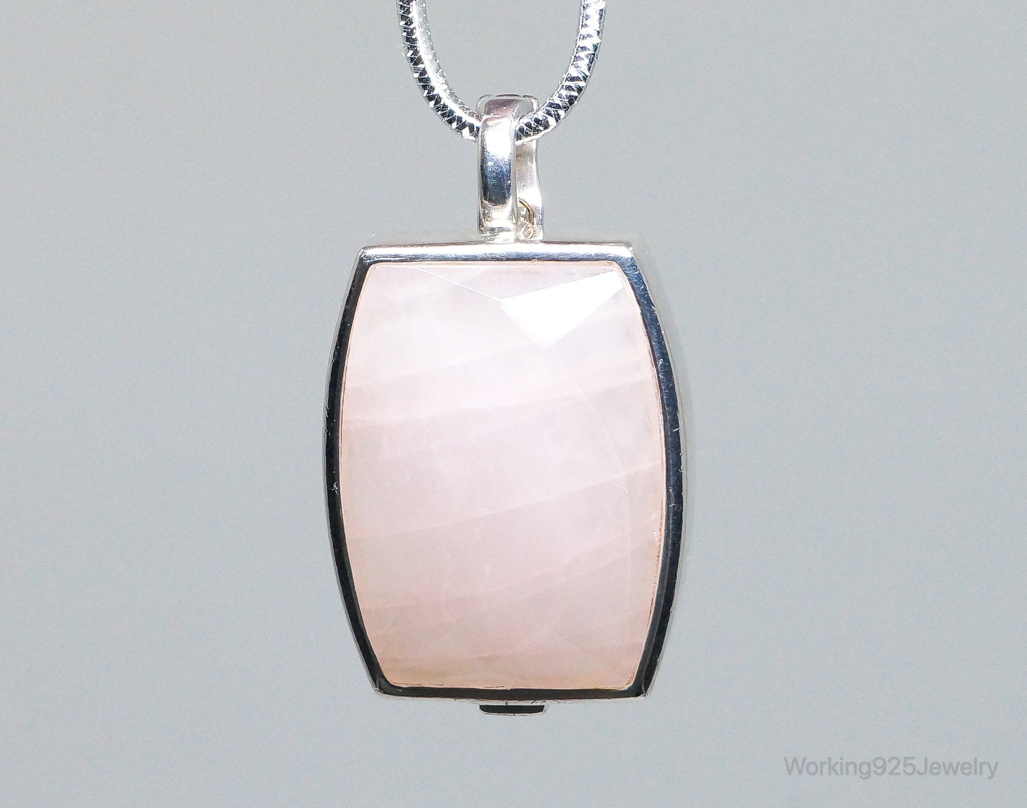 Large Designer ELLE Rose Quartz Ruby Sterling Silver Necklace Pendant | Jewelry > Necklaces > Pendants | Wiccan Center