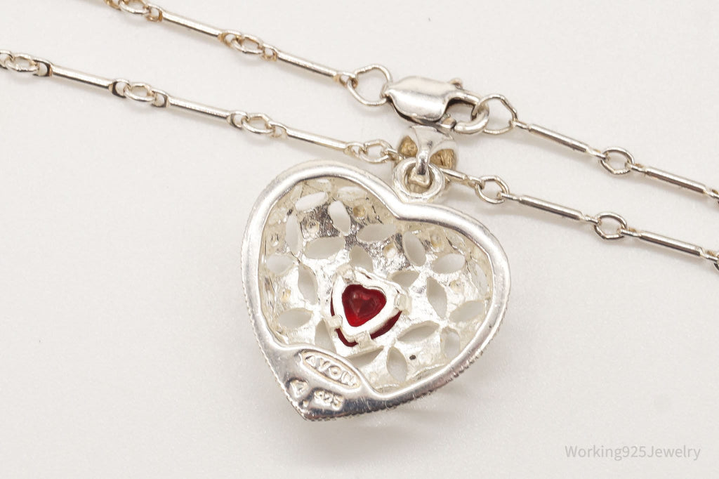 Vintage Avon Garnet Heart Sterling Silver Necklace | Jewelry > Necklaces > Pendants | Wiccan Center