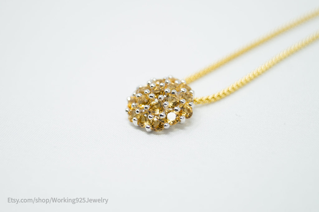 Vintage Art Deco Citrine Accented Gold Vermeil Sterling Silver Necklace | Jewelry > Necklaces > Pendants | Wiccan Center