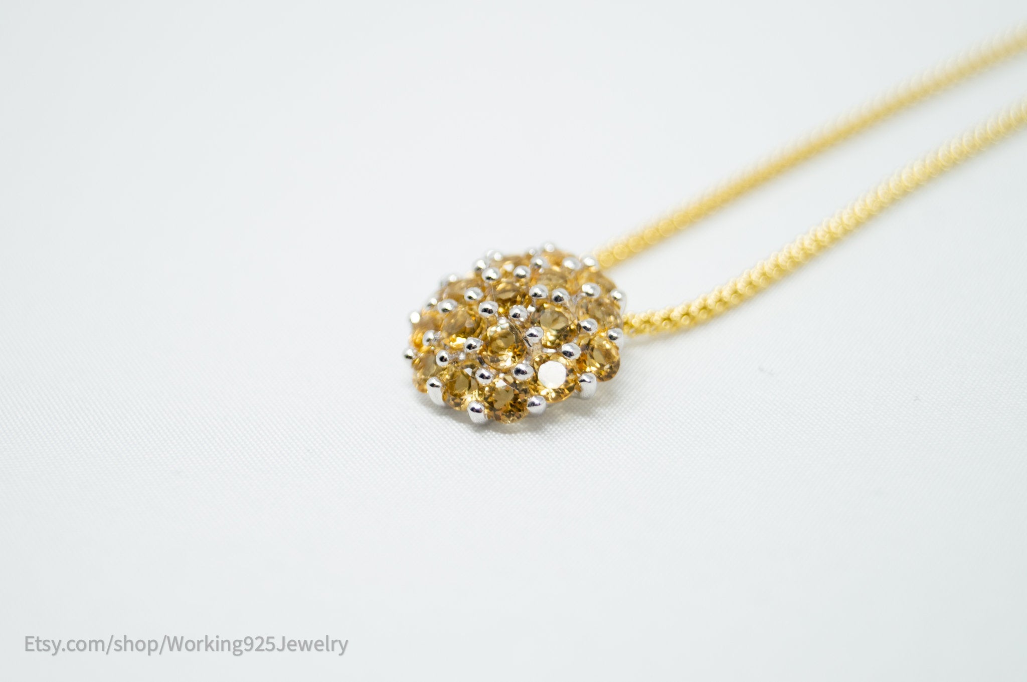 Vintage Art Deco Citrine Accented Gold Vermeil Sterling Silver Necklace | Jewelry > Necklaces > Pendants | Wiccan Center