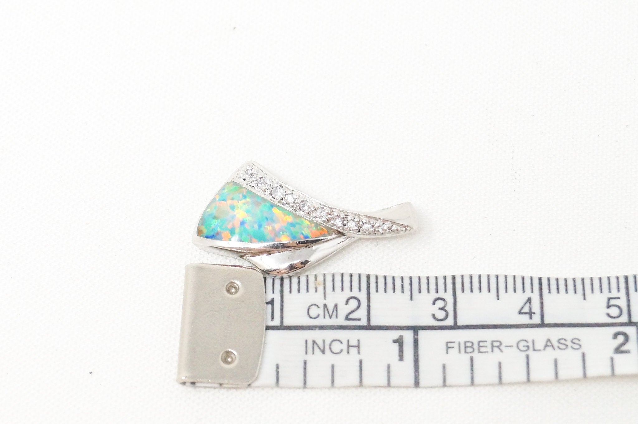 Vintage Designer AK Art Deco Fire Opal CZ Sterling Silver Necklace Pendant | Jewelry > Necklaces > Pendants | Wiccan Center