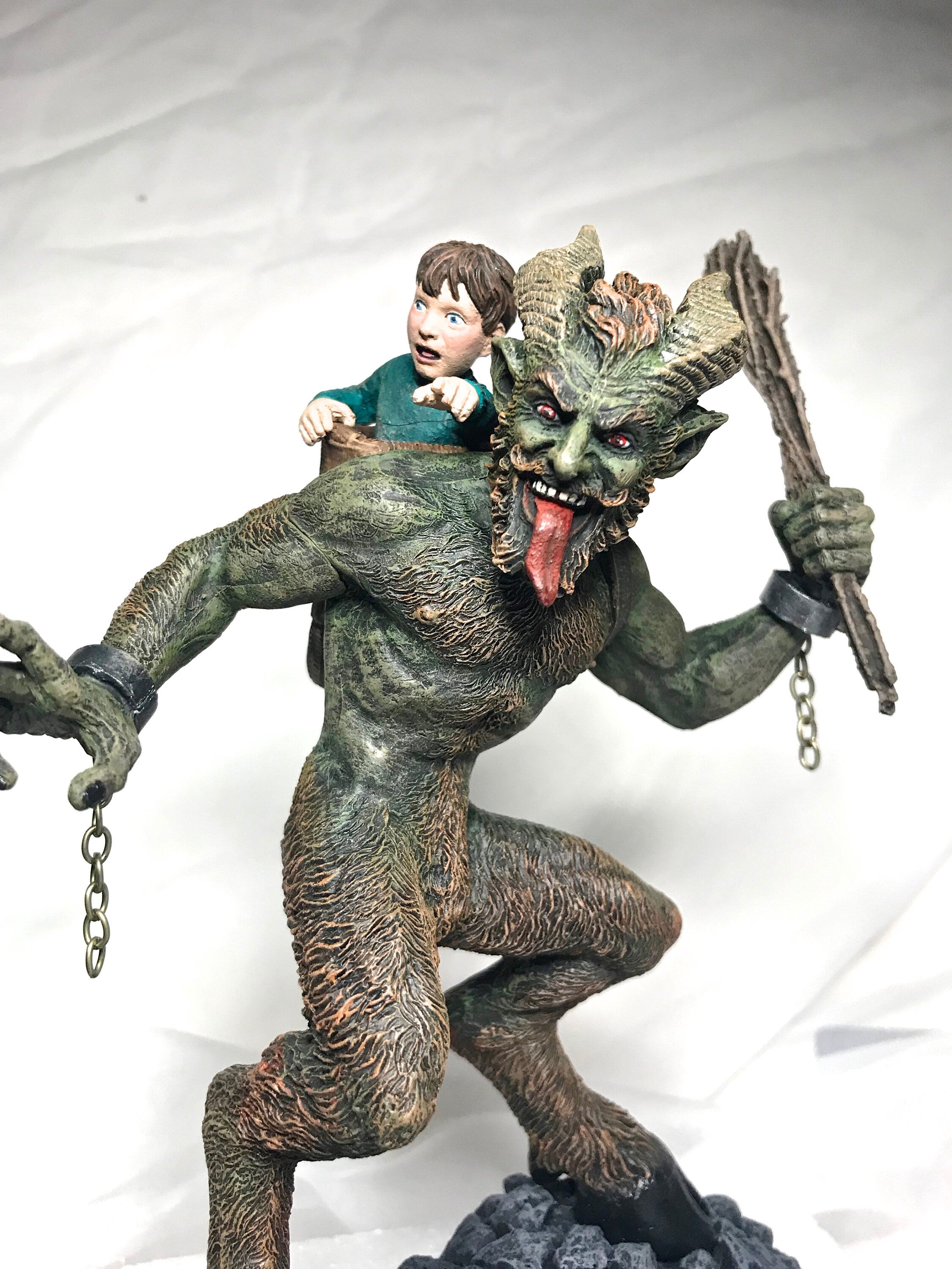 Krampus I Statue, Hand Painted Resin Sculpture, Full Color | Mythical Creature Figurine | Dark Christmas Demon, Gothic Folklore Decor