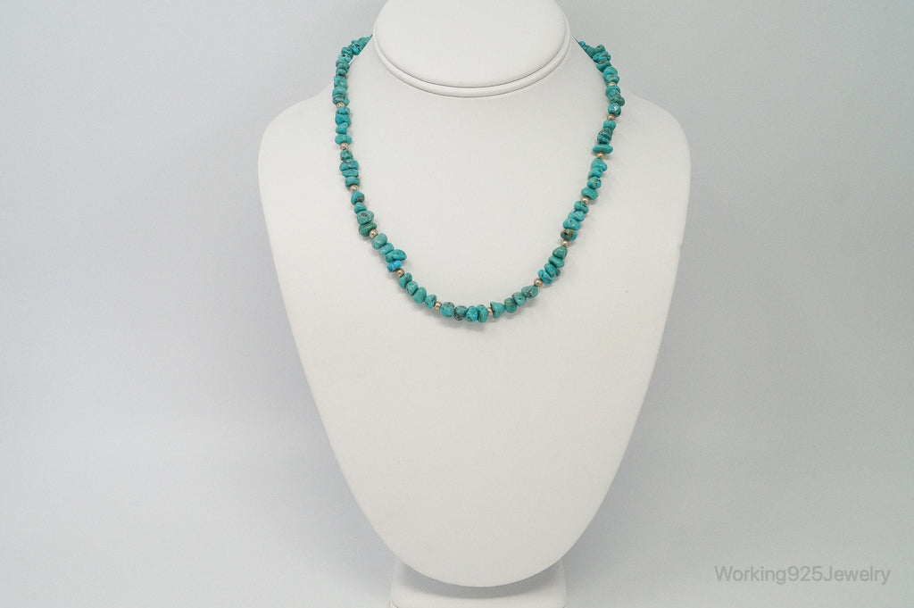 Vintage Native American Unsigned Turquoise Beaded Sterling Silver Necklace | Jewelry > Necklaces > Pendants | Wiccan Center