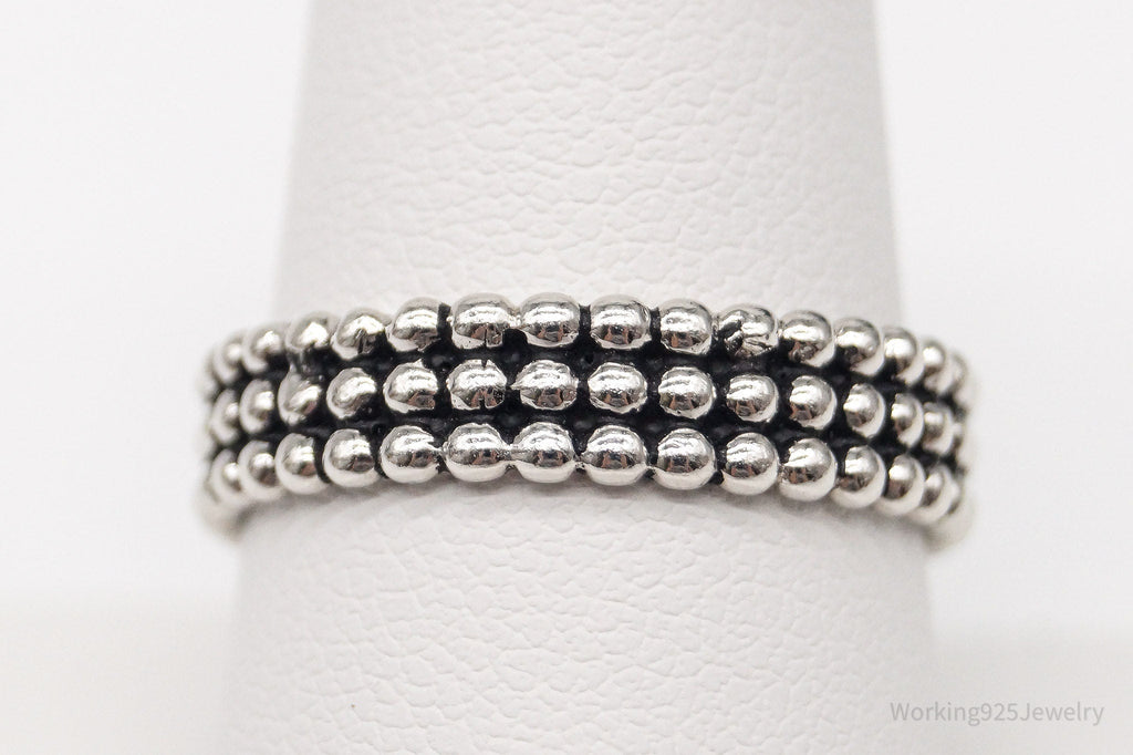 Vintage Triple Beaded Row Style Sterling Silver Band Ring - Size 9 | Jewelry > Rings | Wiccan Center