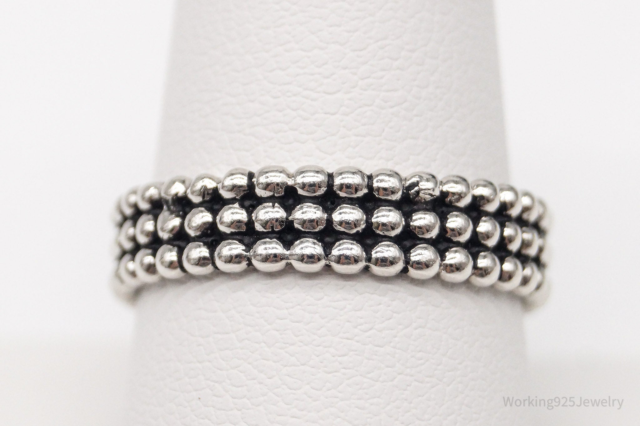 Vintage Triple Beaded Row Style Sterling Silver Band Ring - Size 9 | Jewelry > Rings | Wiccan Center