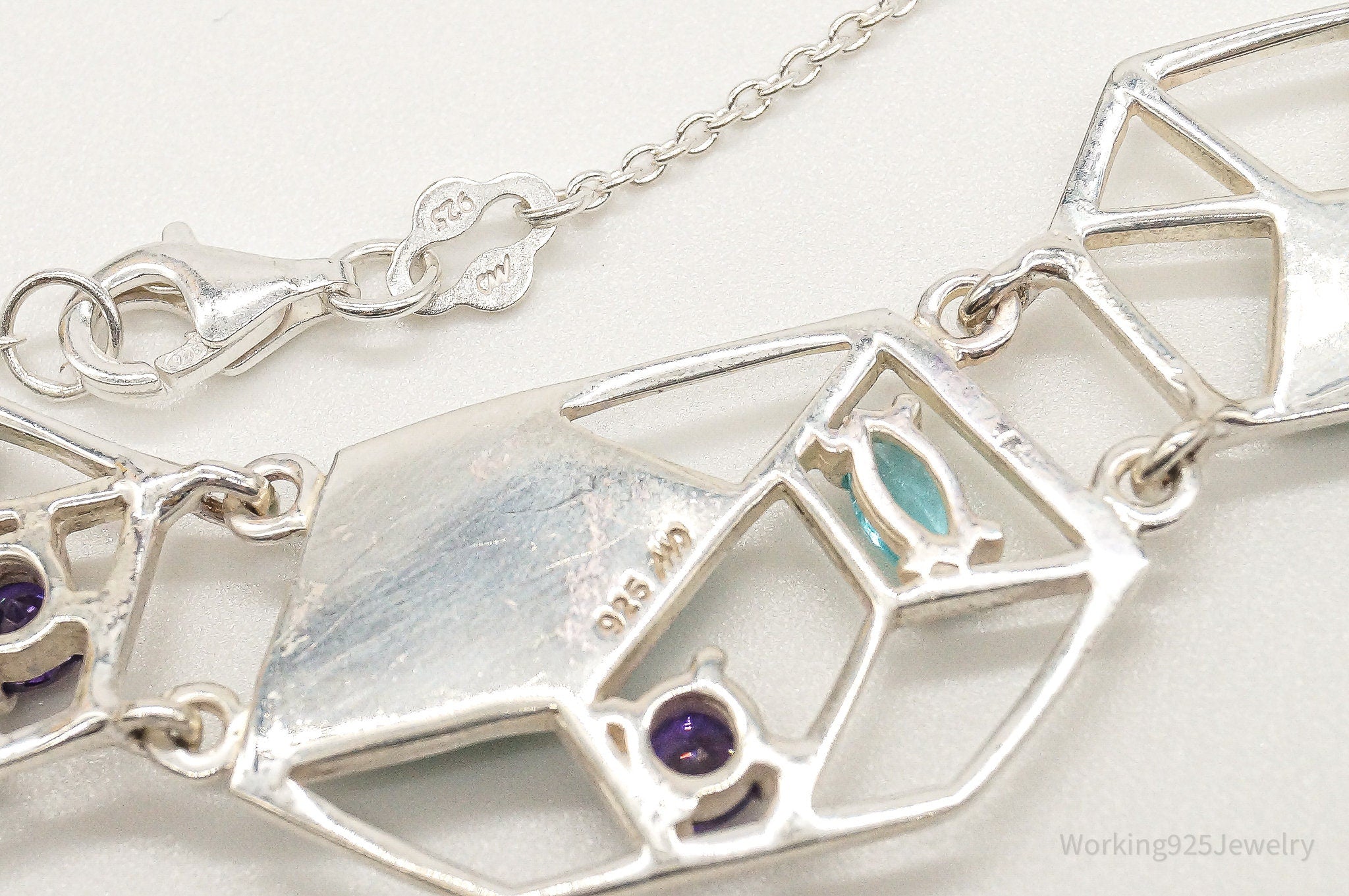 Amethyst Blue Topaz Turquoise Modernist Sterling Silver Necklace | Jewelry > Necklaces > Pendants | Wiccan Center