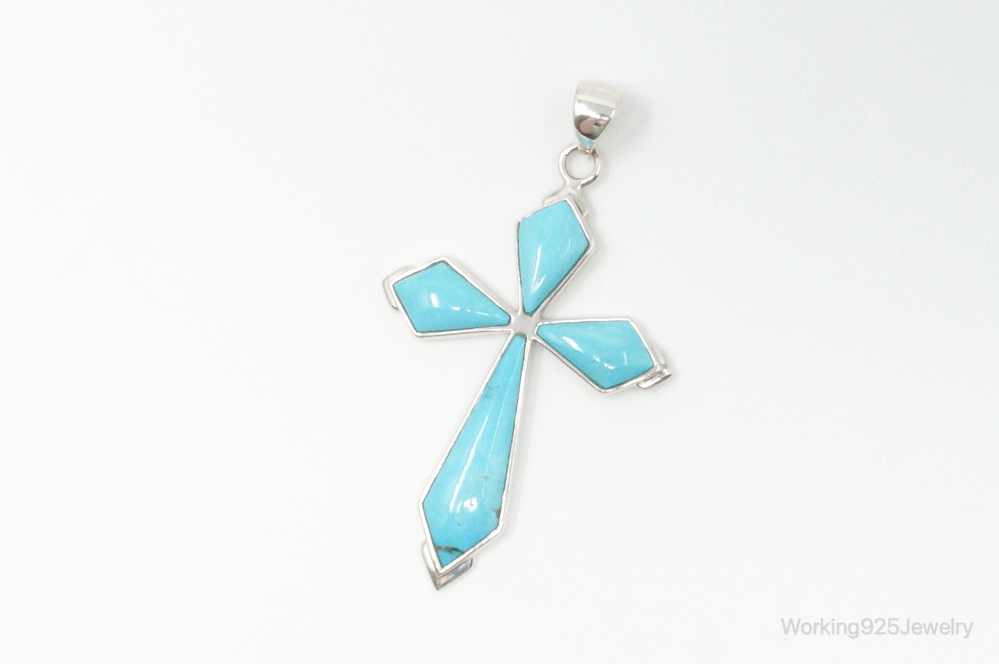 Large Designer SX Turquoise Sterling Silver Southwestern Necklace Pendant | Jewelry > Necklaces > Pendants | Wiccan Center