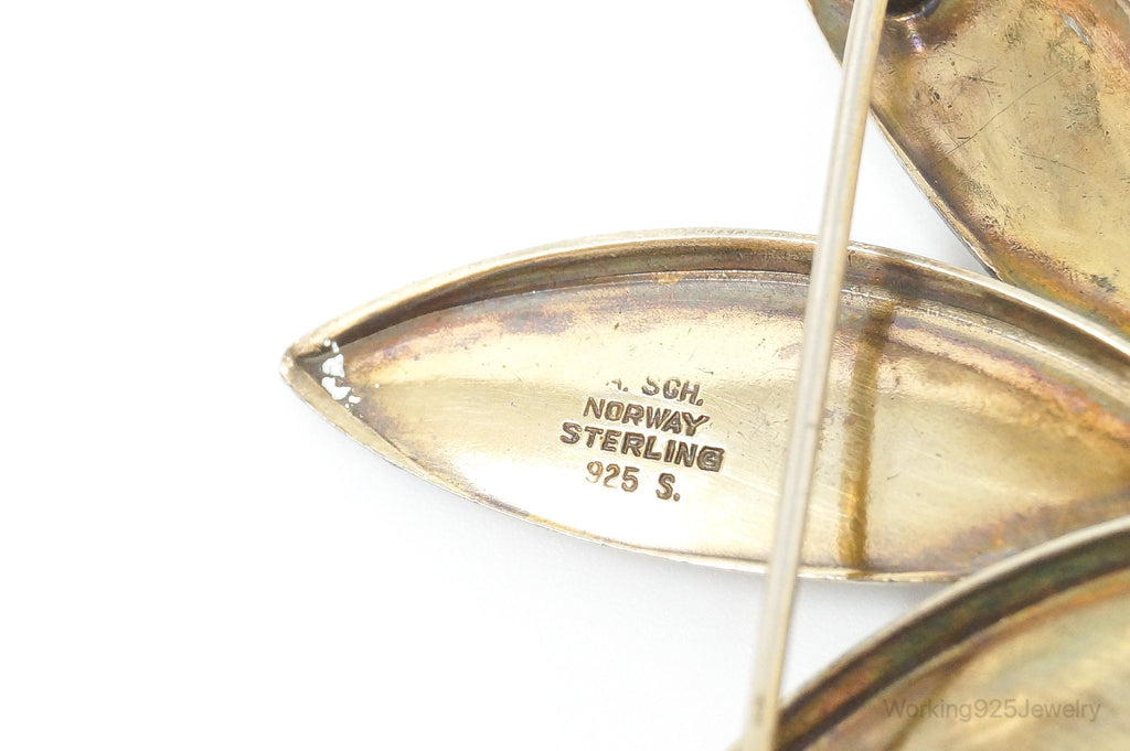 VTG Norway Albert Scharning Enamel Gold Wash Sterling Silver Pin Brooch | Jewelry > Brooches, Pins & Clips | Wiccan Center