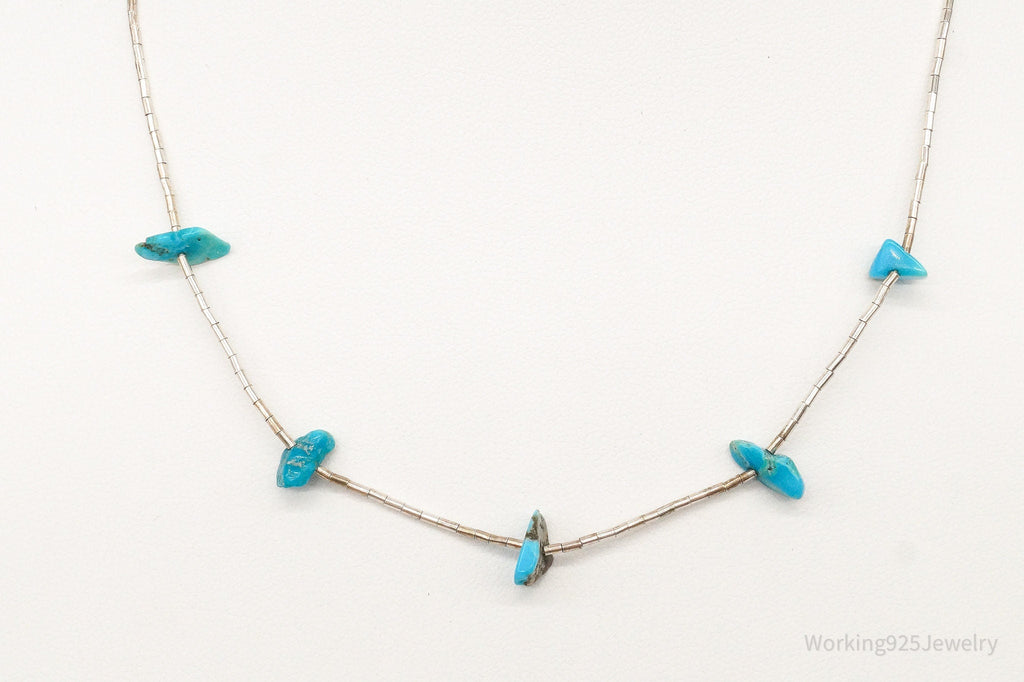 Vintage Native American Unsigned Turquoise Silver Bead Necklace | Jewelry > Necklaces > Pendants | Wiccan Center
