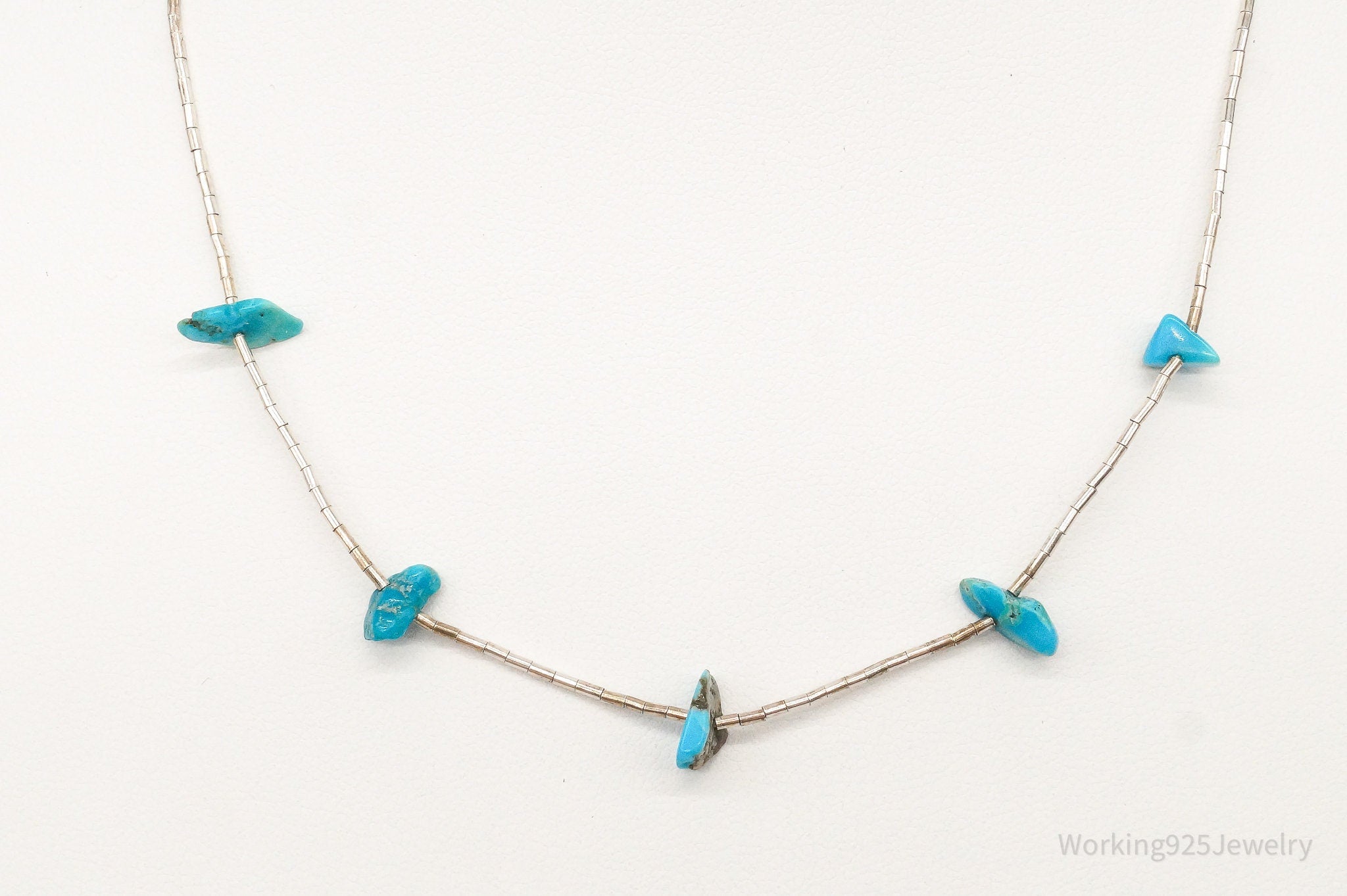 Vintage Native American Unsigned Turquoise Silver Bead Necklace | Jewelry > Necklaces > Pendants | Wiccan Center