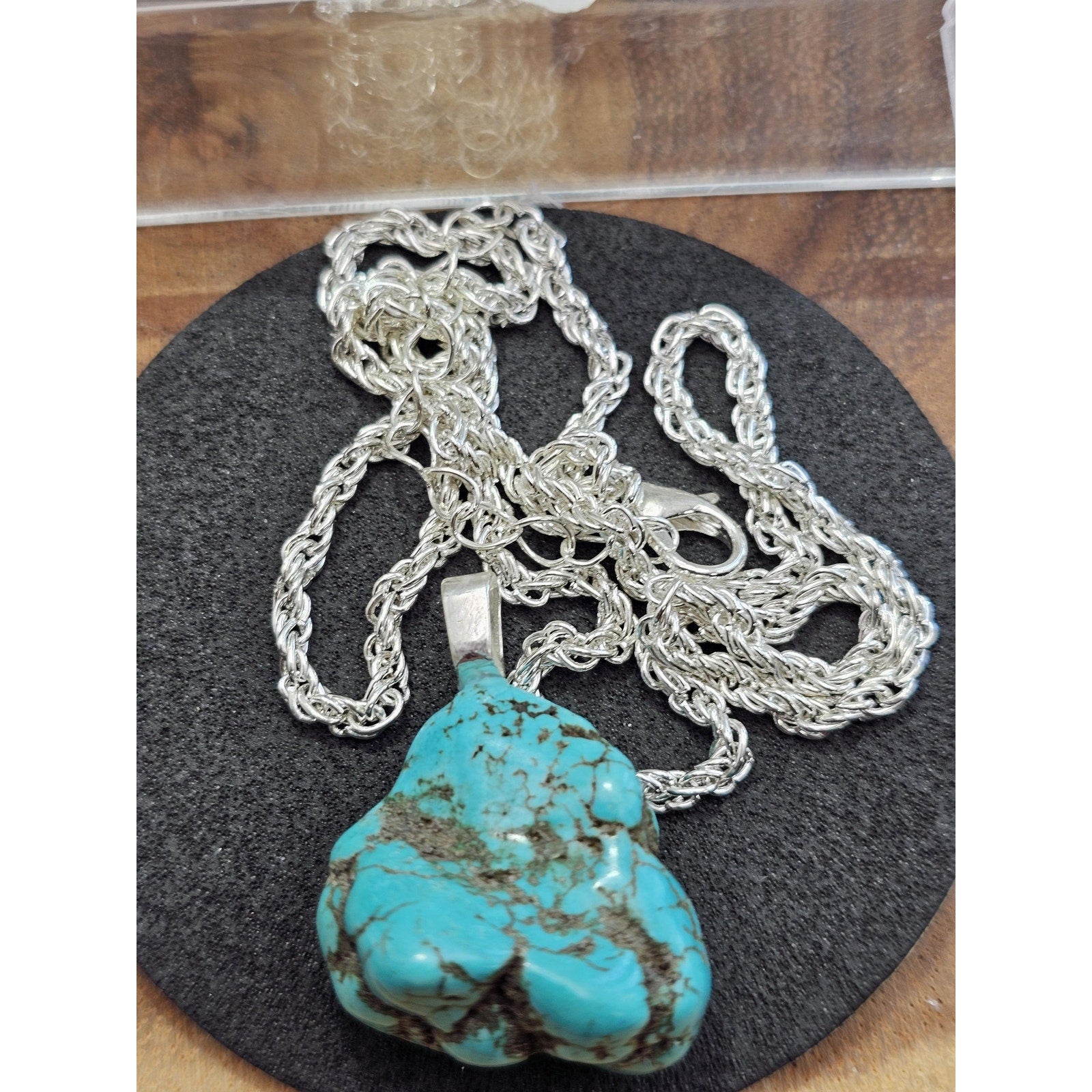 Howlite Turquoise Pendant w/16in 925 silver chain