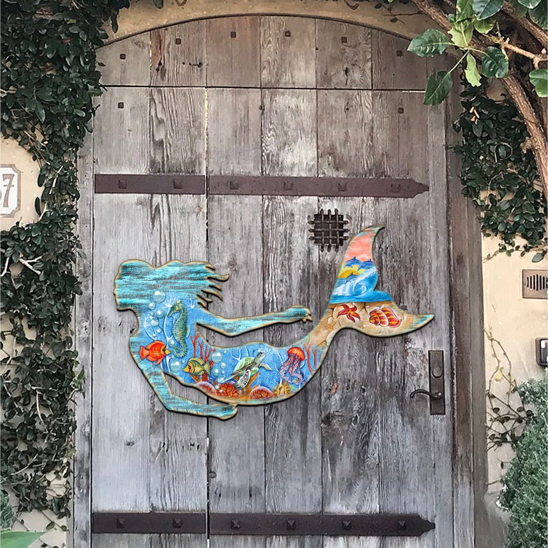 Rustic Coastal Mermaid Coastal Outdoor Decor by G. DeBrekht - Coastal Holiday Decor - 81985142F | Outdoor Decoration | Wiccan Center
