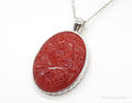 Large Vintage Carved Carnelian Dragon Sterling Silver Necklace | Jewelry > Necklaces > Pendants | Wiccan Center