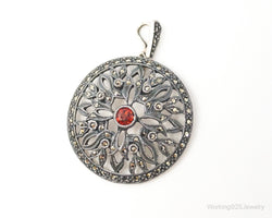 Large Judith Jack Garnet Marcasite Art Deco Sterling Silver Pendant | Jewelry > Necklaces > Pendants | Wiccan Center