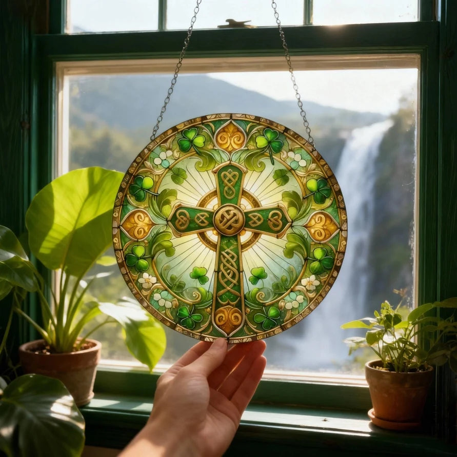 Ireland's Celtic Cross Stained Glass Suncatcher Gift | Gifts | Wiccan Center