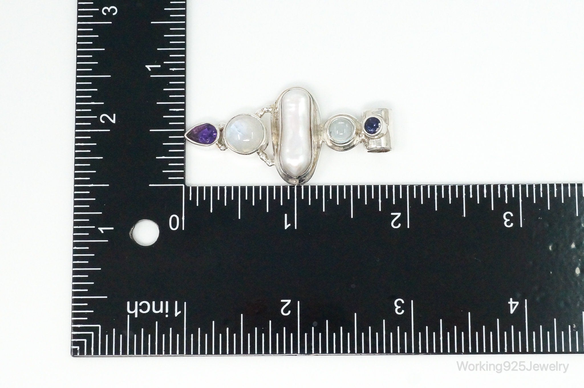 Large SJ Amethyst Blue Topaz Moonstone Iolite Sterling Silver Pendant | Jewelry > Necklaces > Pendants | Wiccan Center