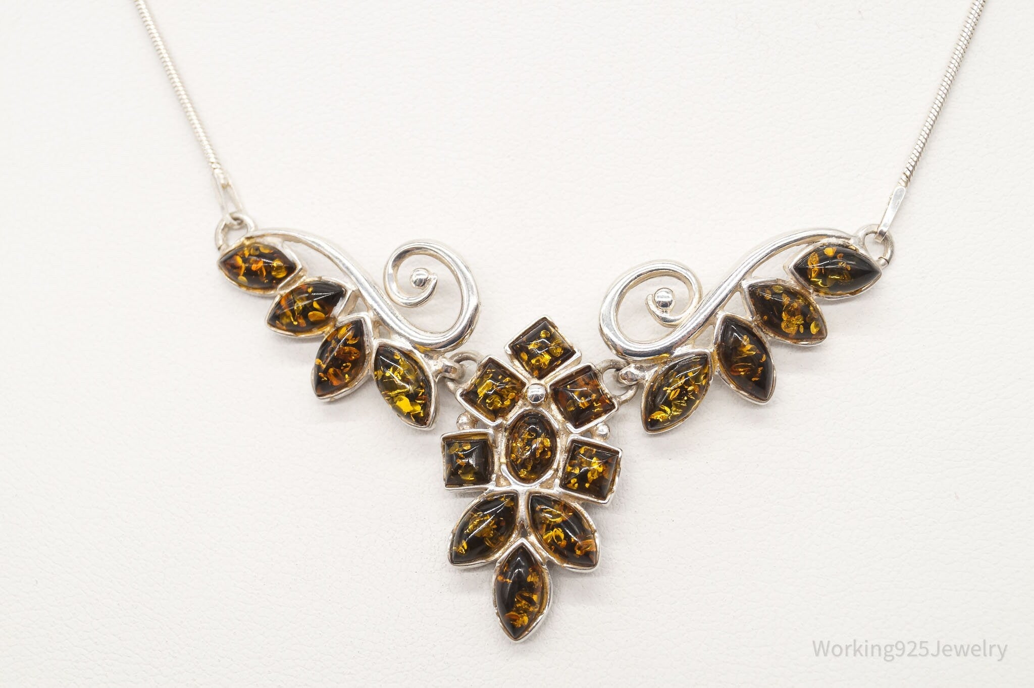 Vintage Amber Sterling Silver Necklace | Jewelry > Necklaces > Pendants | Wiccan Center