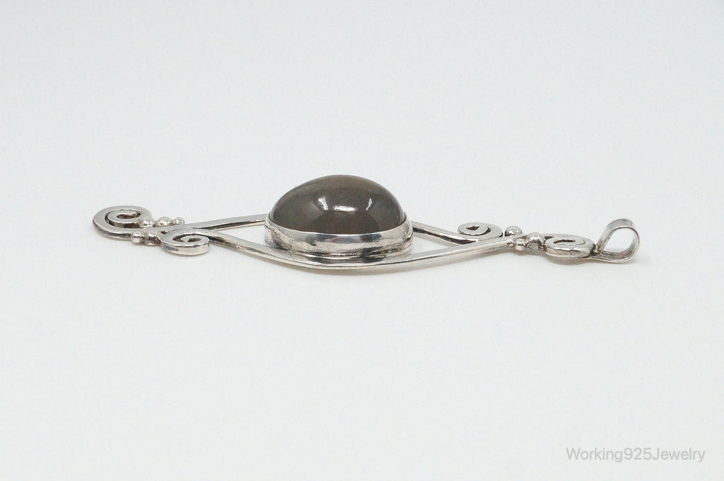 Large Vintage Brown Gemstone Sterling Silver Necklace Pendant | Jewelry > Necklaces > Pendants | Wiccan Center