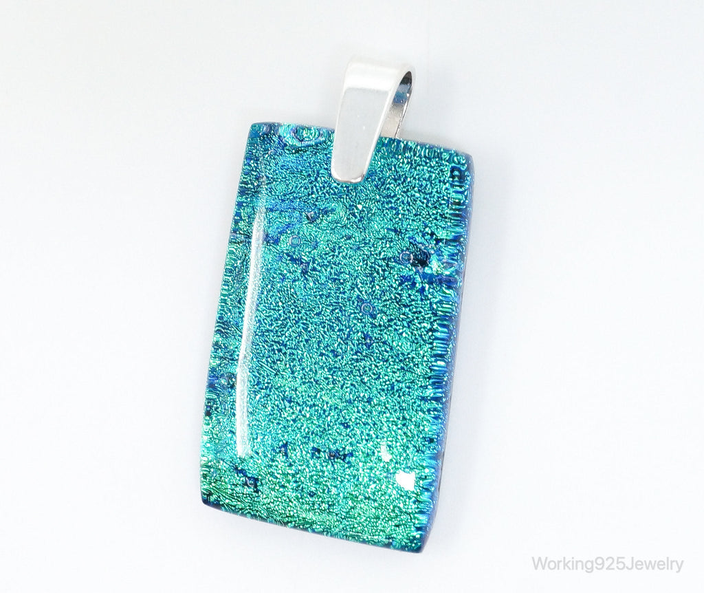 Large Vintage Dichroic Glass Sterling Silver Necklace Pendant | Jewelry > Necklaces > Pendants | Wiccan Center