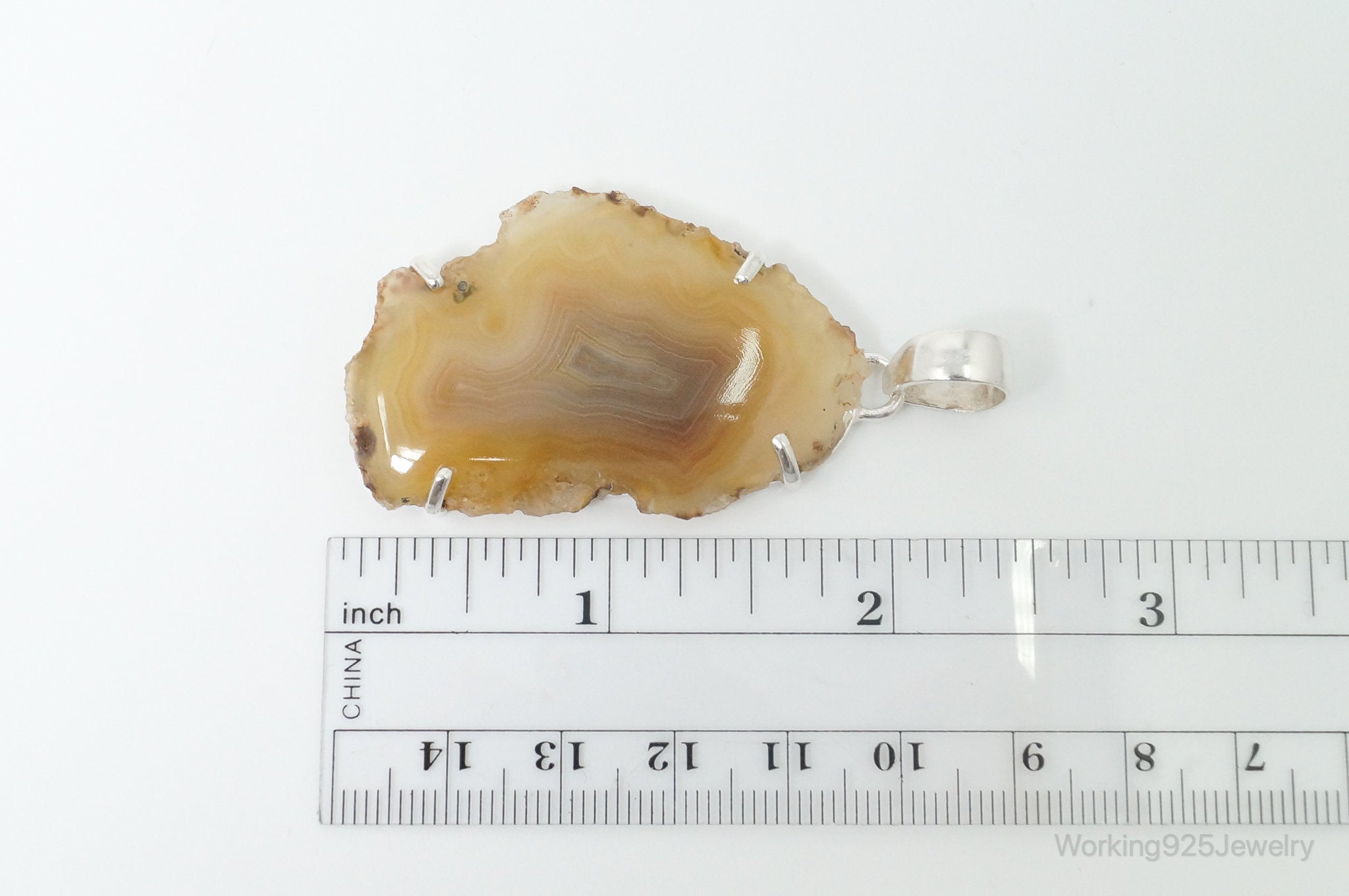 Large Vintage Brown Crazy Lace Agate Sterling Silver Necklace Pendant | Jewelry > Necklaces > Pendants | Wiccan Center