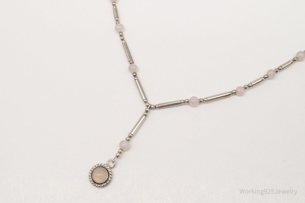 Vintage Western QT Inc Rose Quartz Sterling Silver Beaded Necklace 16" | Jewelry > Necklaces | Wiccan Center