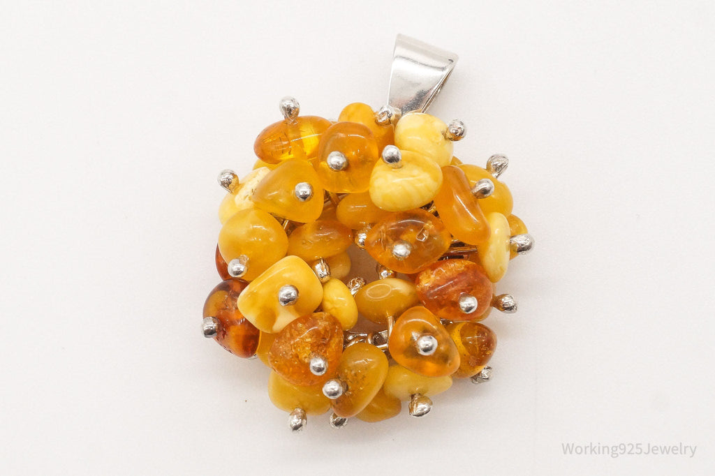 Vintage Amber Modernist Sterling Silver Pendant | Jewelry > Necklaces > Pendants | Wiccan Center