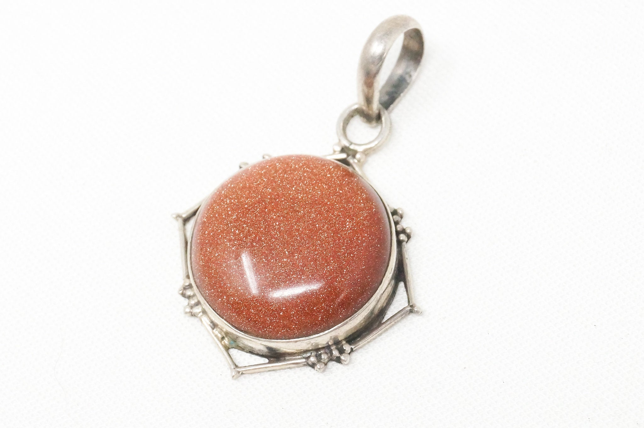 Vintage Handmade Goldstone Sterling Silver Southwestern Necklace Pendant | Jewelry > Necklaces > Pendants | Wiccan Center