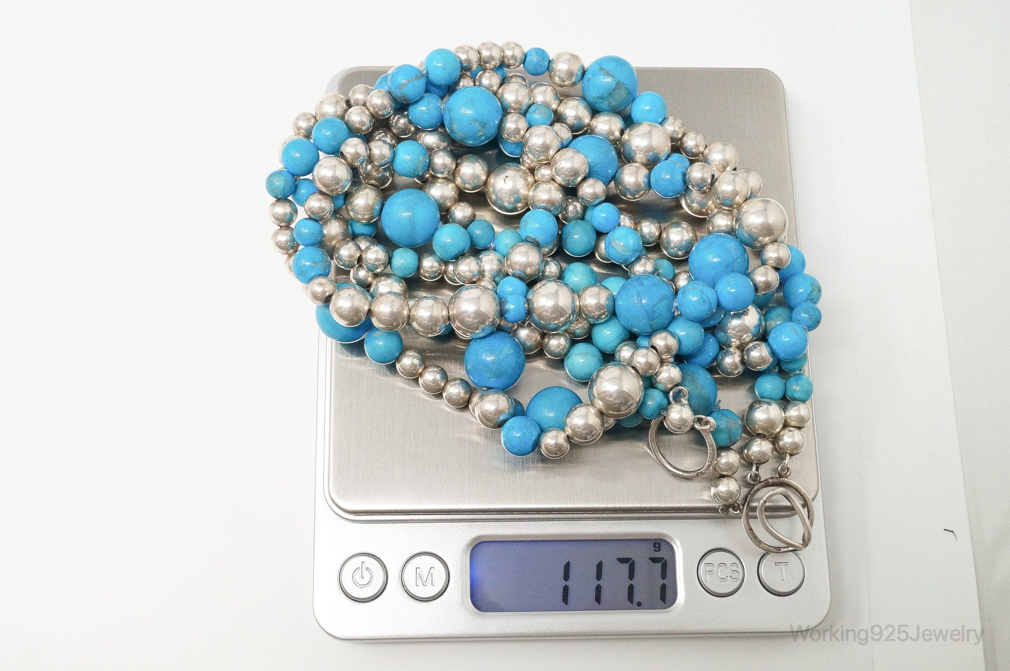 Vintage Native American Turquoise Beaded Sterling Silver Necklace | Jewelry > Necklaces > Pendants | Wiccan Center