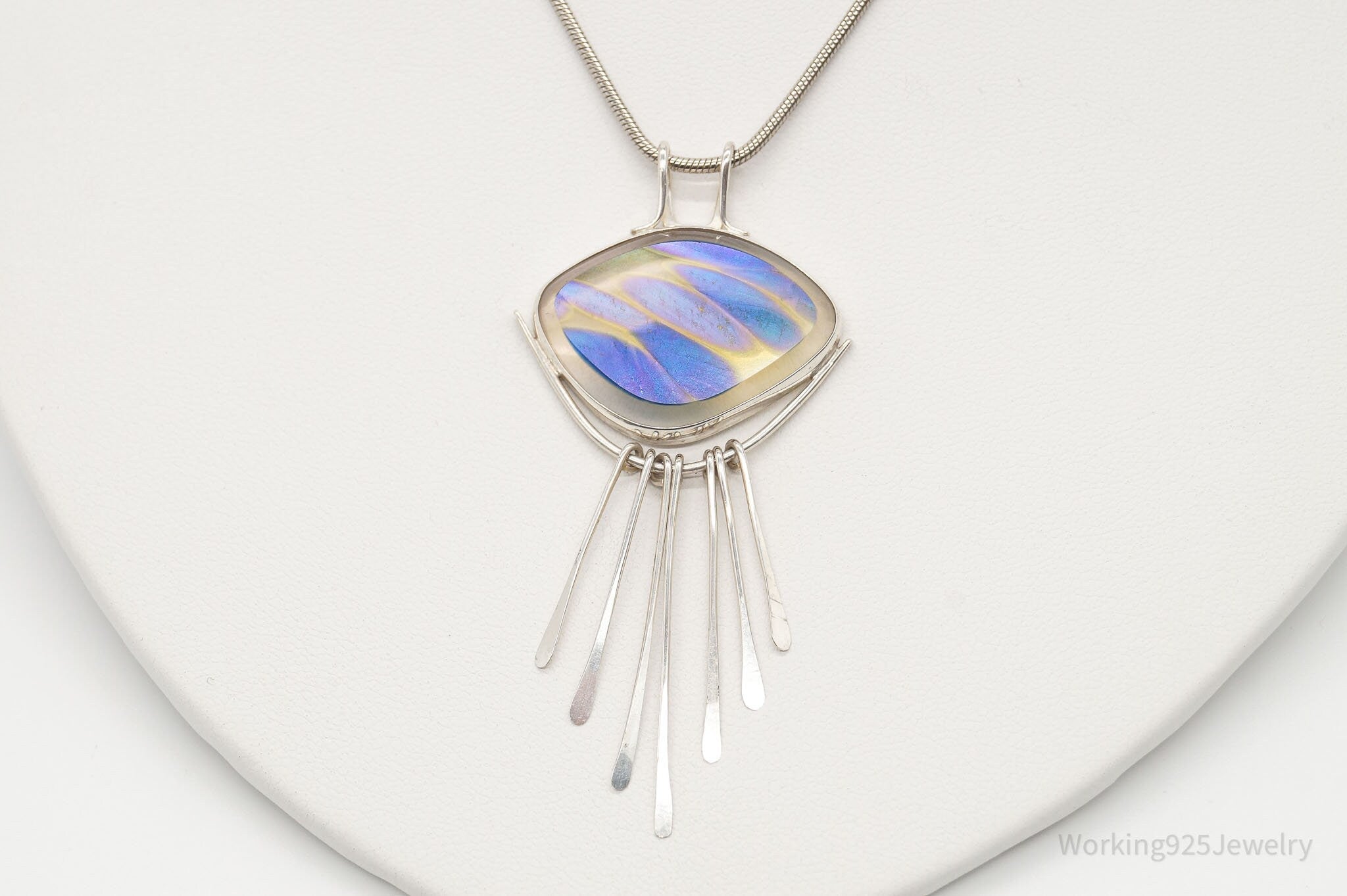 Vintage Large Glass Modernist Silver Necklace | Jewelry > Necklaces > Pendants | Wiccan Center