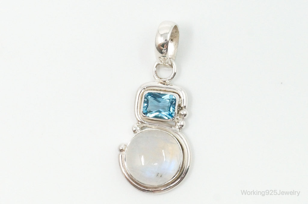 Large Designer SAJEN Blue Topaz Moonstone Sterling Necklace Pendant | Jewelry > Necklaces > Pendants | Wiccan Center