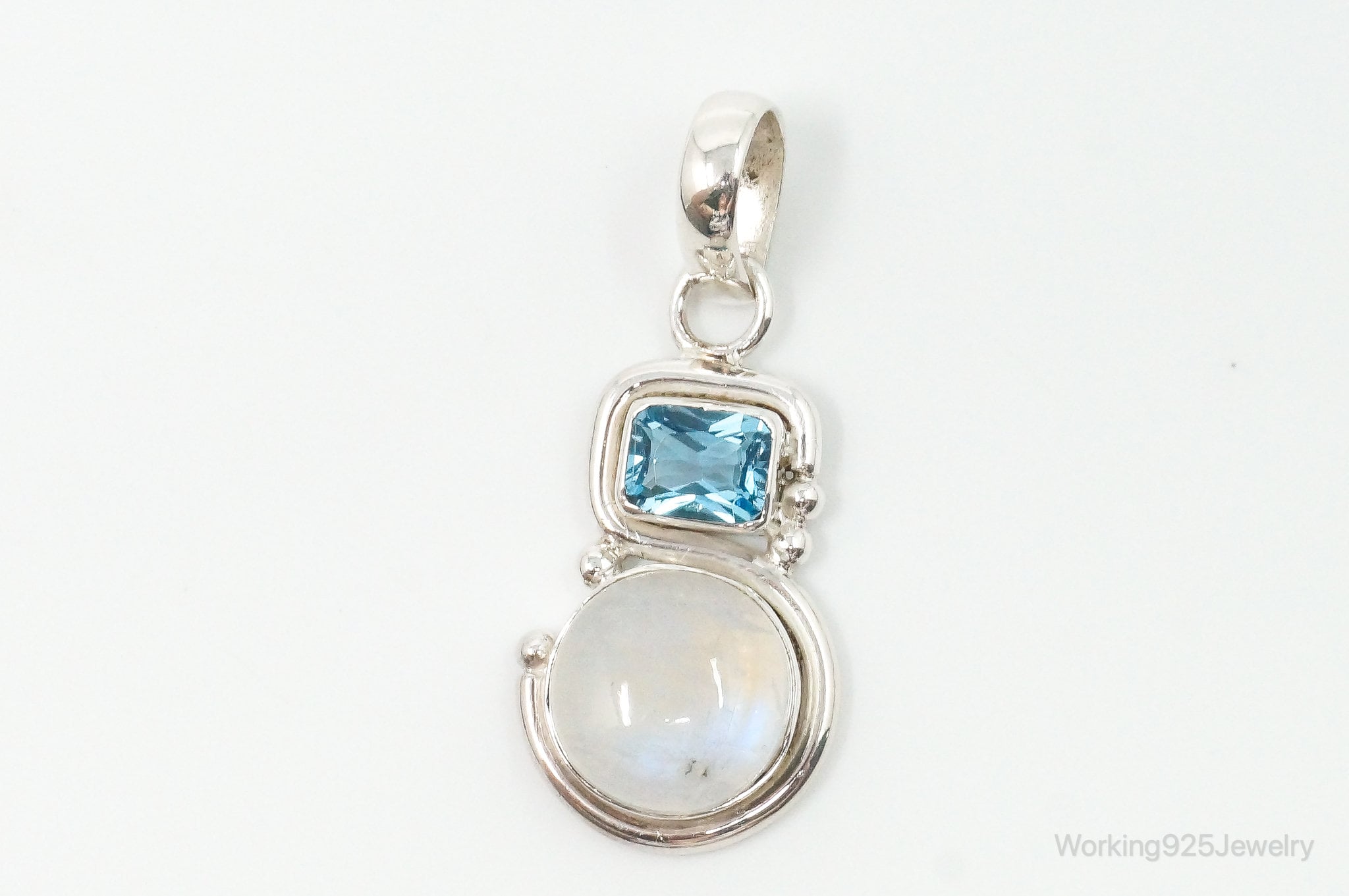 Large Designer SAJEN Blue Topaz Moonstone Sterling Necklace Pendant | Jewelry > Necklaces > Pendants | Wiccan Center