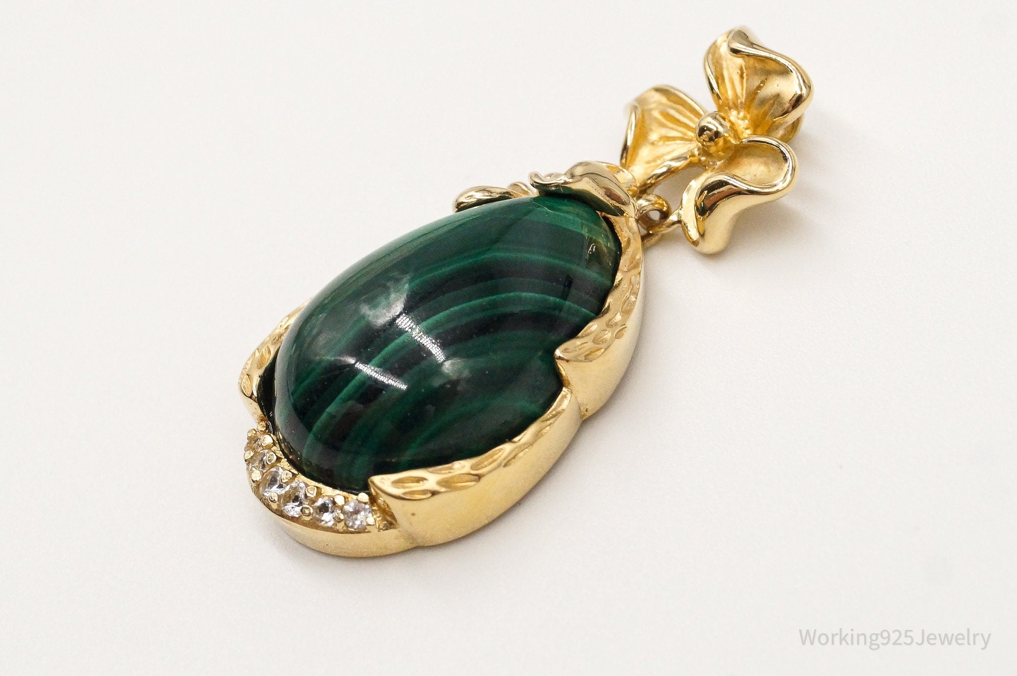 Designer Ross Simons Malachite Cubic Zirconia Gold Over Sterling Silver Pendant | Jewelry > Necklaces > Pendants | Wiccan Center