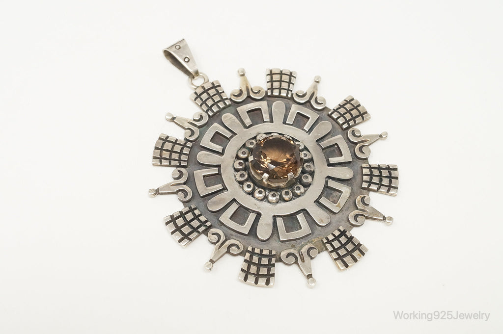 Large Rare Taxco Designer Damaso Gallegos Smoky Topaz Sterling Silver Pendant | Jewelry > Necklaces > Pendants | Wiccan Center