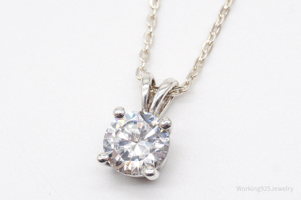 Vintage Large Cubic Zirconia DQCZ Sterling Silver Necklace | Jewelry > Necklaces > Pendants | Wiccan Center