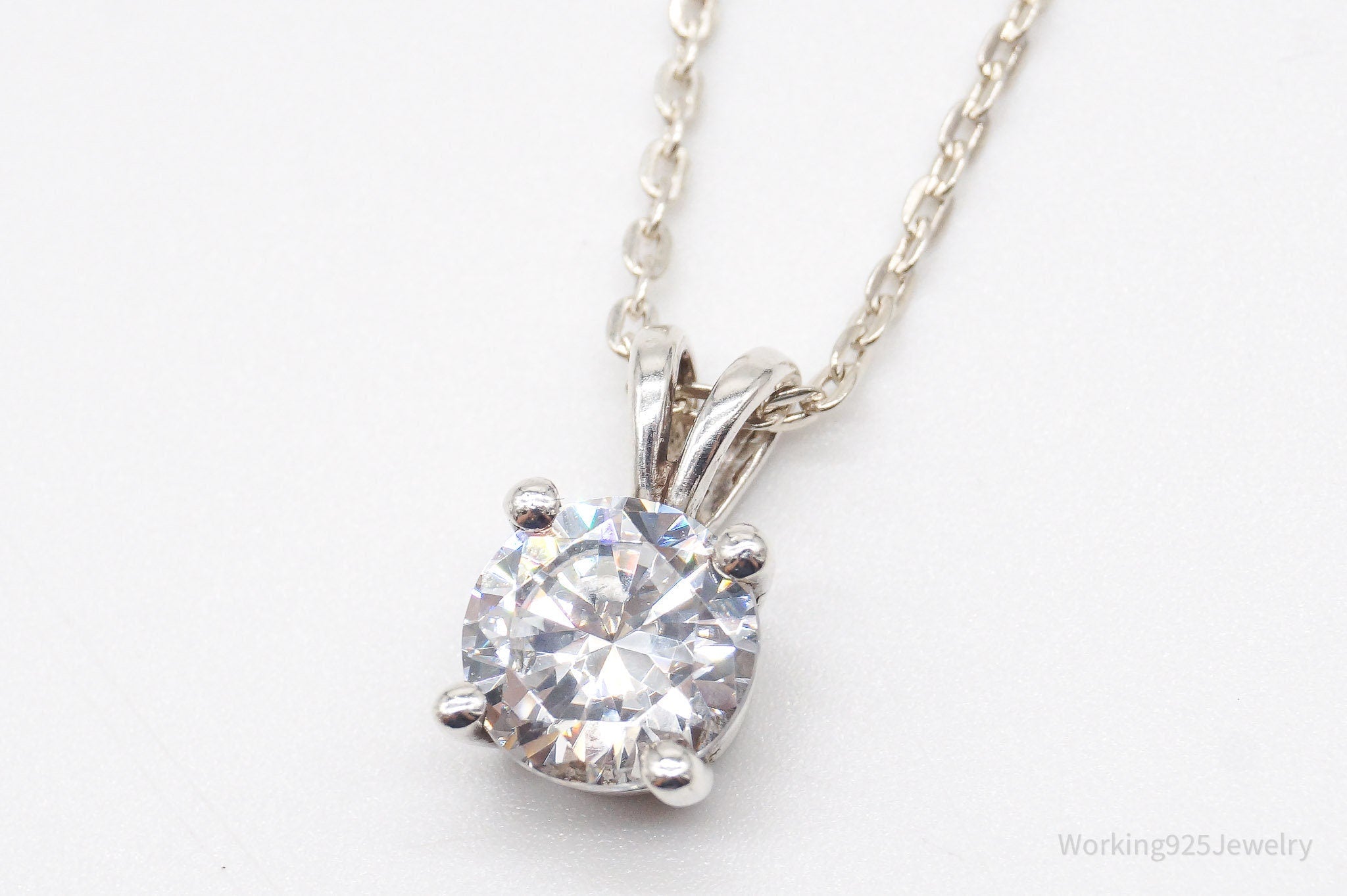Vintage Large Cubic Zirconia DQCZ Sterling Silver Necklace | Jewelry > Necklaces > Pendants | Wiccan Center