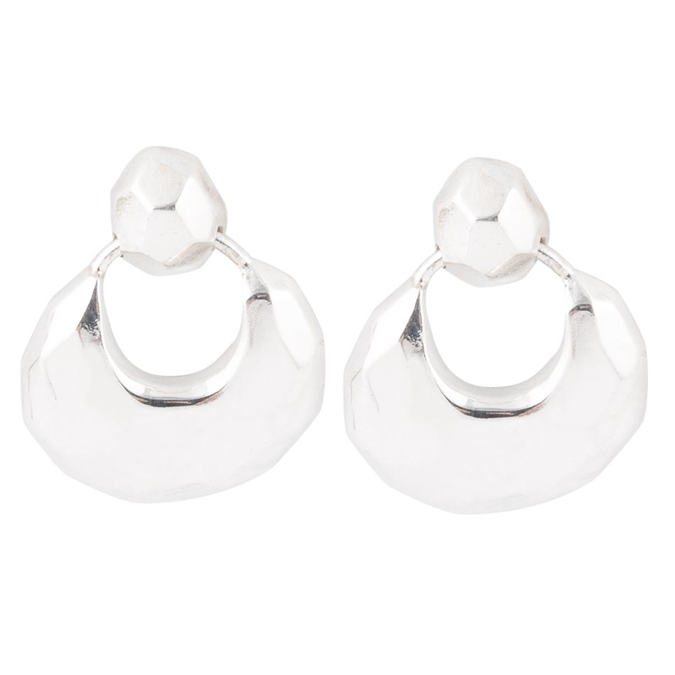 Faceted Sterling Silver Doorknocker Post Earrings | Earrings | Wiccan Center