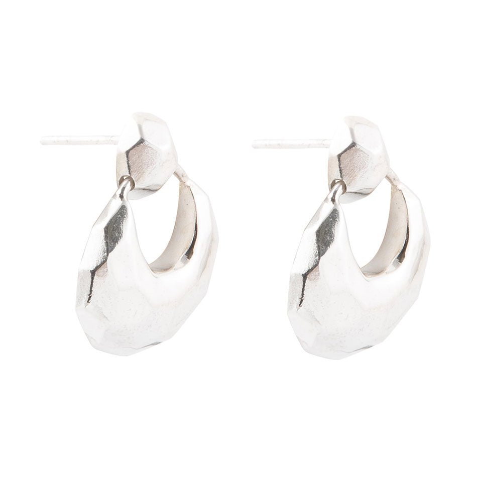 Faceted Sterling Silver Doorknocker Post Earrings | Earrings | Wiccan Center