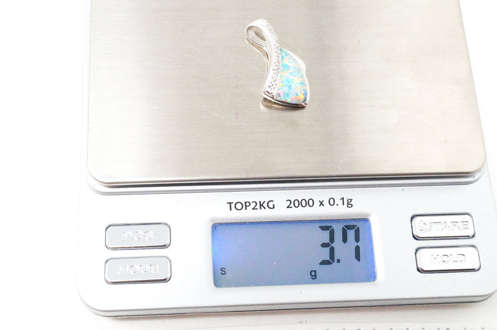 Vintage Designer AK Art Deco Fire Opal CZ Sterling Silver Necklace Pendant | Jewelry > Necklaces > Pendants | Wiccan Center