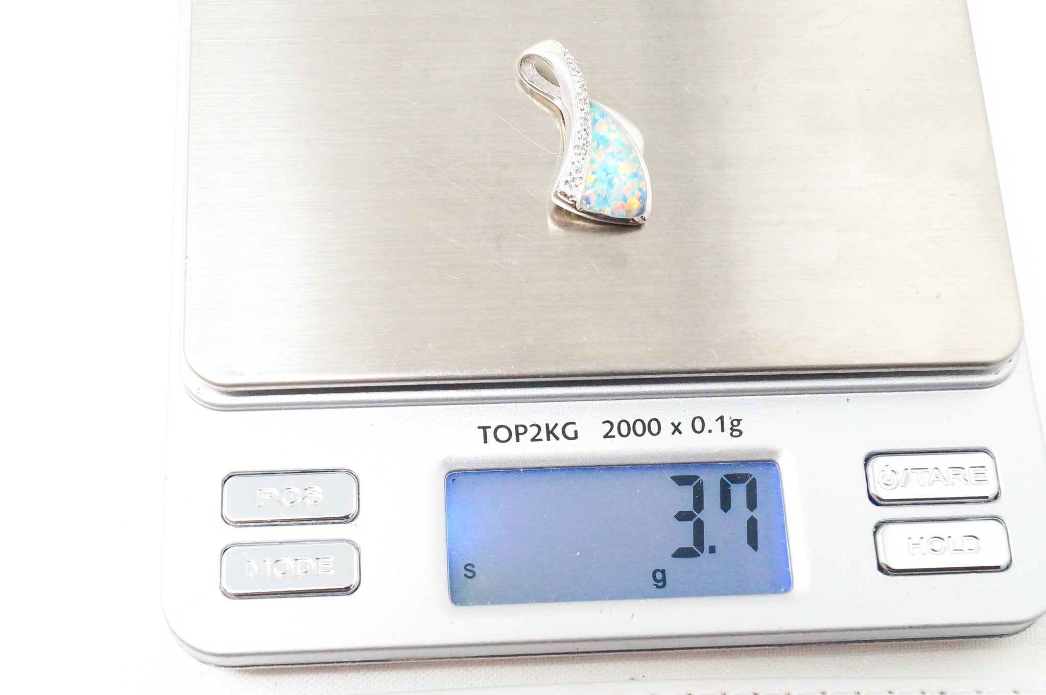 Vintage Designer AK Art Deco Fire Opal CZ Sterling Silver Necklace Pendant | Jewelry > Necklaces > Pendants | Wiccan Center
