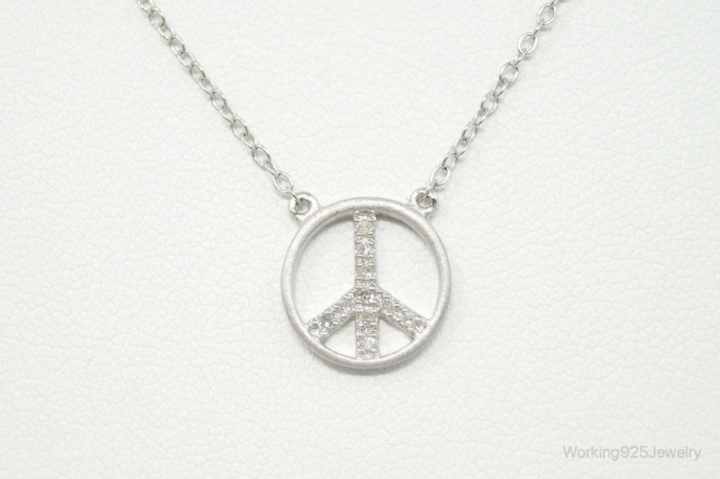 Vintage Cubic Zirconia Peace Sign Sterling Silver Necklace | Jewelry > Necklaces > Pendants | Wiccan Center