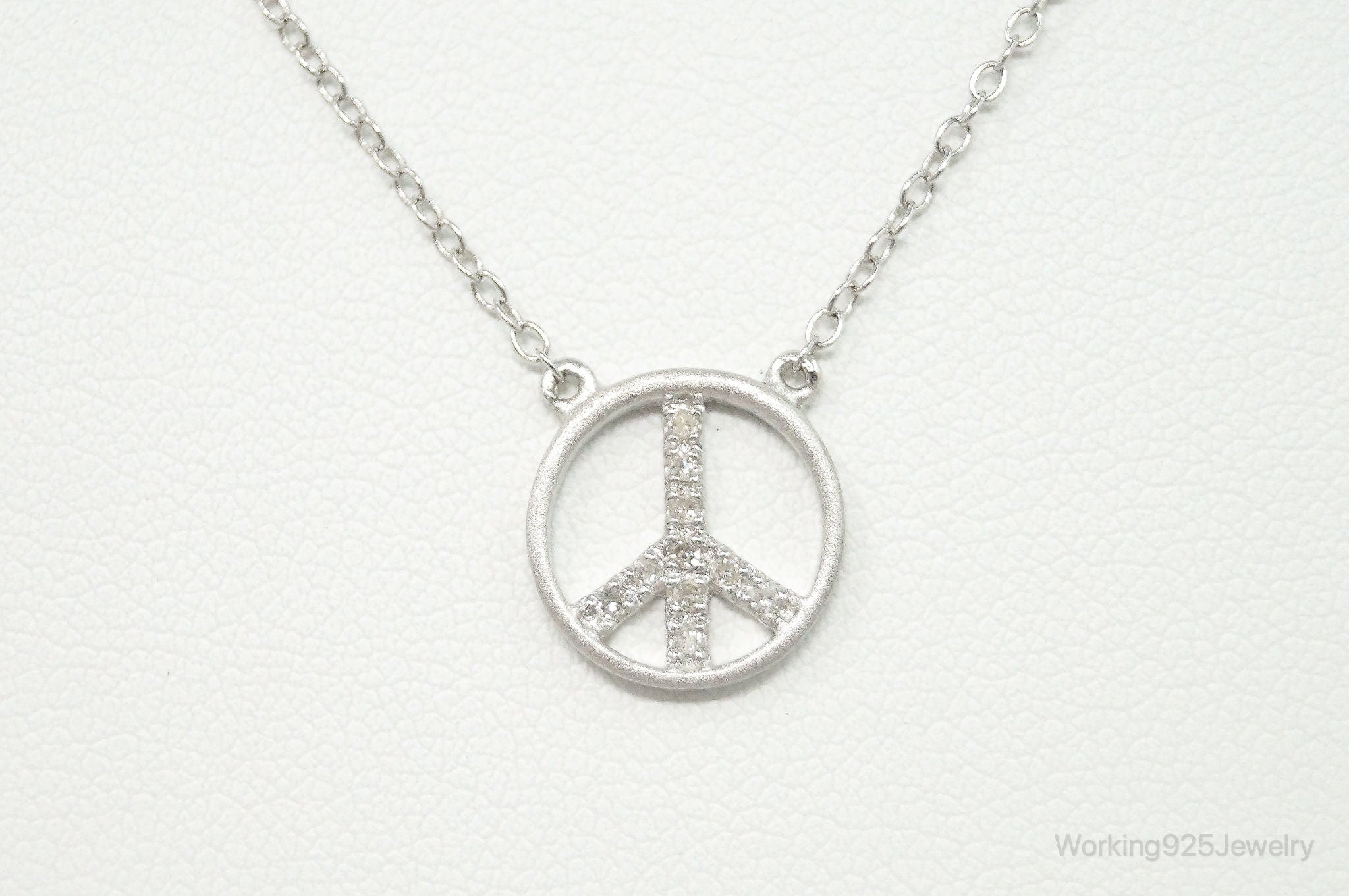 Vintage Cubic Zirconia Peace Sign Sterling Silver Necklace | Jewelry > Necklaces > Pendants | Wiccan Center