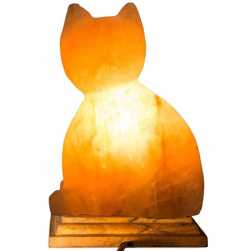 Cat Shaped Salt Lamp - 10" avg. - Cord, Bulb, Dimmer | Lamp | Wiccan Center
