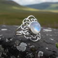 Luna Celtic Knot Moonstone Ring in Sterling Silver