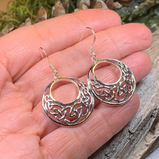 Evanora Celtic Knot Earrings in Sterling Silver | Dangle Earrings | Wiccan Center