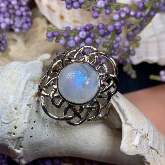 Luna Celtic Knot Moonstone Ring in Sterling Silver