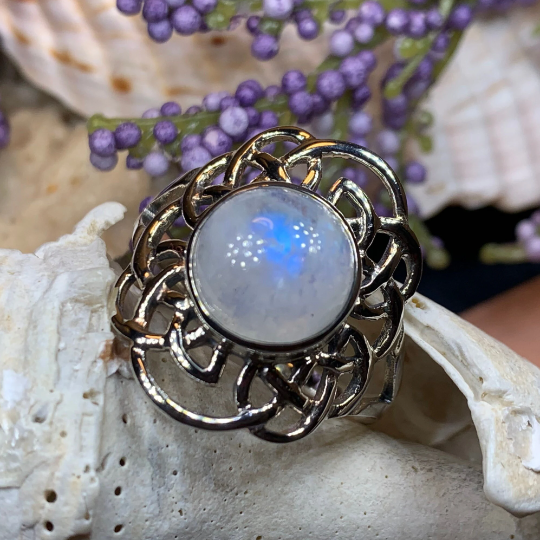 Luna Celtic Knot Moonstone Ring in Sterling Silver